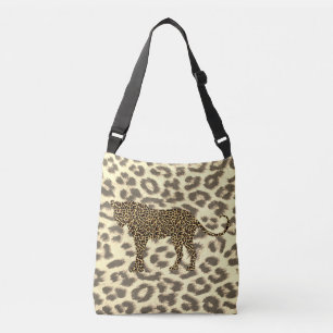 Ajustable léopard sur leopard faux fourrure sac de carrosse