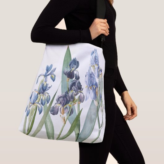Ajustable L'iris bleu botanique vintage fleurit le sac (De près)