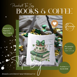 Ajustable Livres, café et Sac fourre-tout Shamrock personnal