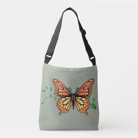 Ajustable Monarque Papillon Rhinestone Sac fourre-tout corps (Devant)
