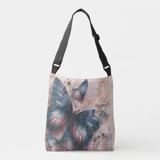 Ajustable Papillons violets vintages Sac carrossable (Devant)