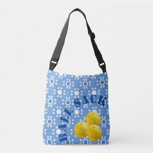 Ajustable Pickleball Balle sac Bleu Blanc Pois Jaune