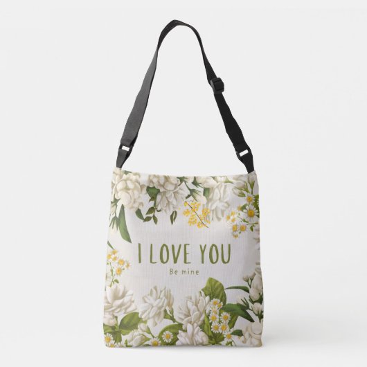 Ajustable Romantique Floral Je T'Aime Être Mon Sac Corps Cro (Dos)