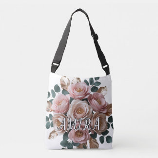 Ajustable Sac à bandoulière à monogramme floral or rose pers