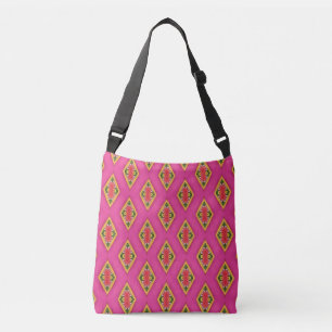 Ajustable Sac à bandoulière à motif diamant rose vibrant