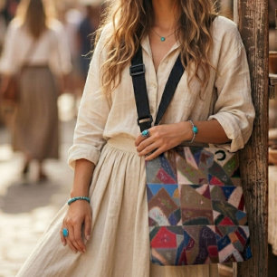 Ajustable Sac à bandoulière bohème patchwork fou vintage