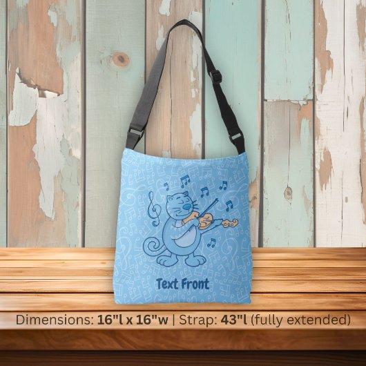 Ajustable Sac à bandoulière chat bleu avec violon