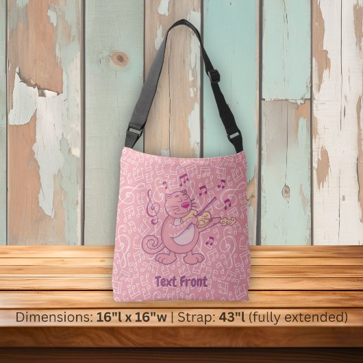 Ajustable Sac à bandoulière Chat Rose avec Violon