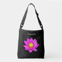 Sac à bandoulière Namaste noir avec fleur de lotus