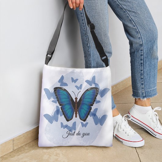 Ajustable Sac à bandoulière papillon bleu