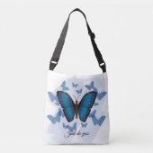 Ajustable Sac à bandoulière papillon bleu (Devant)