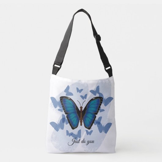 Ajustable Sac à bandoulière papillon bleu (Devant)