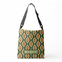 Sac à bandoulière personnalisé motif paon vert