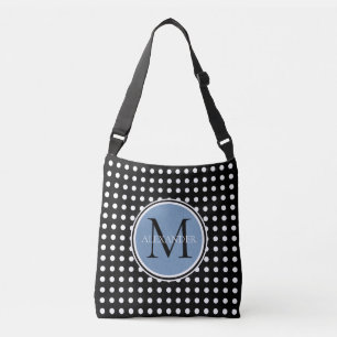 Ajustable Sac à couches de monogramme noir et blanc Polka Do