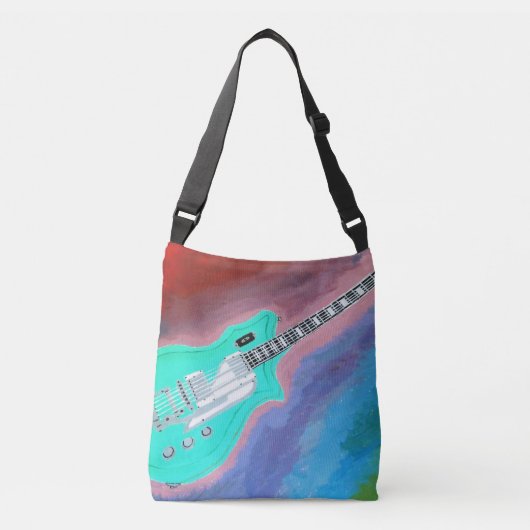 Ajustable Sac à guitare vert porté croisé (Devant)