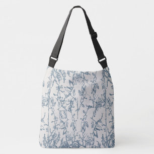 Ajustable Sac à main à motif floral bleu vintage