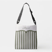 Ajustable Sac à main à rayures vert olive et monogramme (Devant)