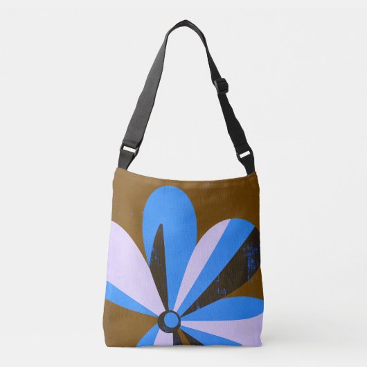 Ajustable Sac à main abstrait fleur moderne bleu (Devant)