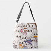 Ajustable Sac à main automnal Cute Spooky Ghosts Café & Chat (Dos)