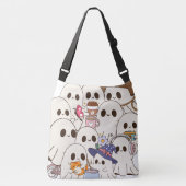 Ajustable Sac à main automnal Cute Spooky Ghosts Café & Chat (Devant)