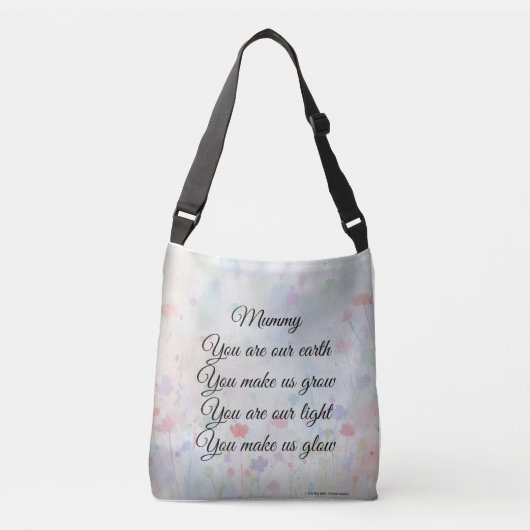 Ajustable Sac à main, avec un vers sentimental pour la fête  (Devant)