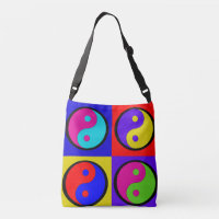 Sac à main bloc de couleurs Yin Yang coloré rétro