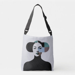 Ajustable Sac à main en toile avec portrait abstrait moderne