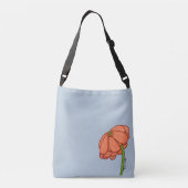 Ajustable Sac à main fleur orange sur fond bleu (Dos)