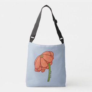 Ajustable Sac à main fleur orange sur fond bleu