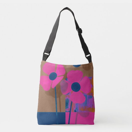 Ajustable Sac à main fleuri rose moderne / Fleur audacieuse (Devant)