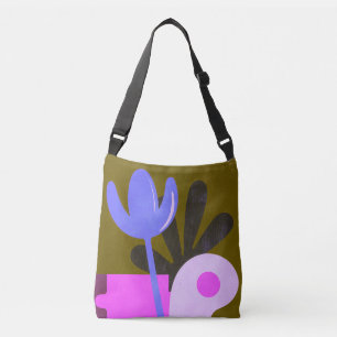 Ajustable Sac à main moderne en violet à motif floral abstra