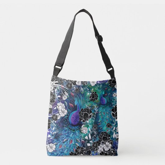 Ajustable Sac à main Paon et Fleurs (Devant)