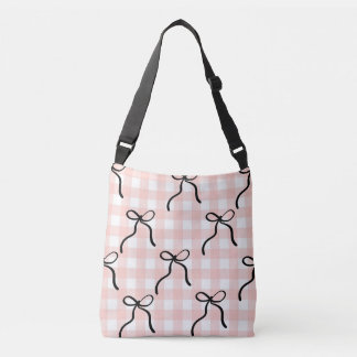 Ajustable Sac à main rose avec noeuds noirs