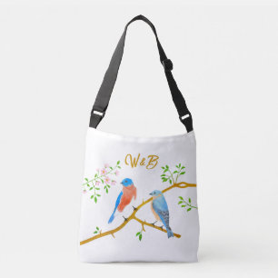 Ajustable Sac bandoulière bleu oiseau blanc