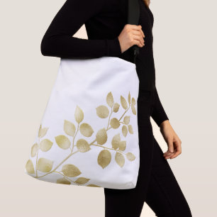 Ajustable Sac carrossable blanc avec feuille doré