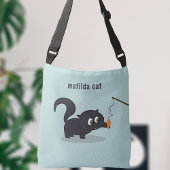 Ajustable Sac carrossable bleu chat noir mignon