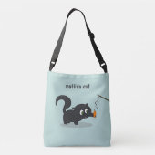 Ajustable Sac carrossable bleu chat noir mignon (Dos)