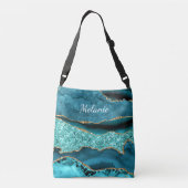 Ajustable Sac carrossable en marbre bleu turquoise (Dos)