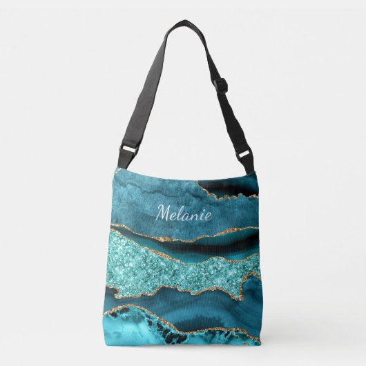 Ajustable Sac carrossable en marbre bleu turquoise (Devant)
