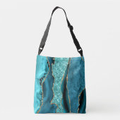 Ajustable Sac carrossable en marbre bleu turquoise or Turquo (Dos)