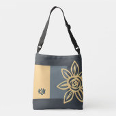 Ajustable Sac carrossable monogramme avec grande fleur jaune (Dos)