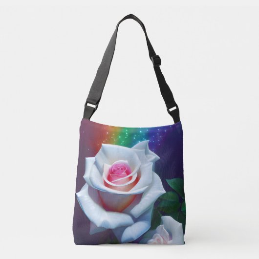 Ajustable Sac carrossable Rose blanche (Devant)
