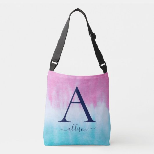 Ajustable Sac carrossable rose Turquoise Cravate-Dye Monogra (Devant)