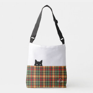 Ajustable Sac carrossable Tartan Orange Vert Plaid