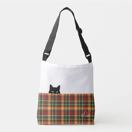 Ajustable Sac carrossable Tartan Orange Vert Plaid (Devant)