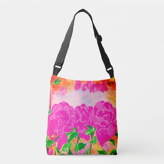 Ajustable Sac croisé de roses roses (Devant)