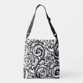 Ajustable Sac croisé floral noir et blanc (Dos)