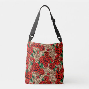 Ajustable sac crossbody de roses de léopard