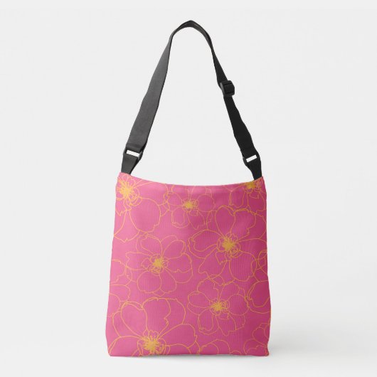 Ajustable Sac Crossbody Flowers en rose (Devant)