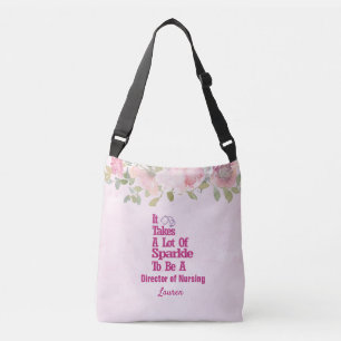 Ajustable Sac Crossbody Pink Floral DON Nurse Personnalisé
